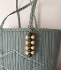 Beaded Bag Charm - Khaki et Natural